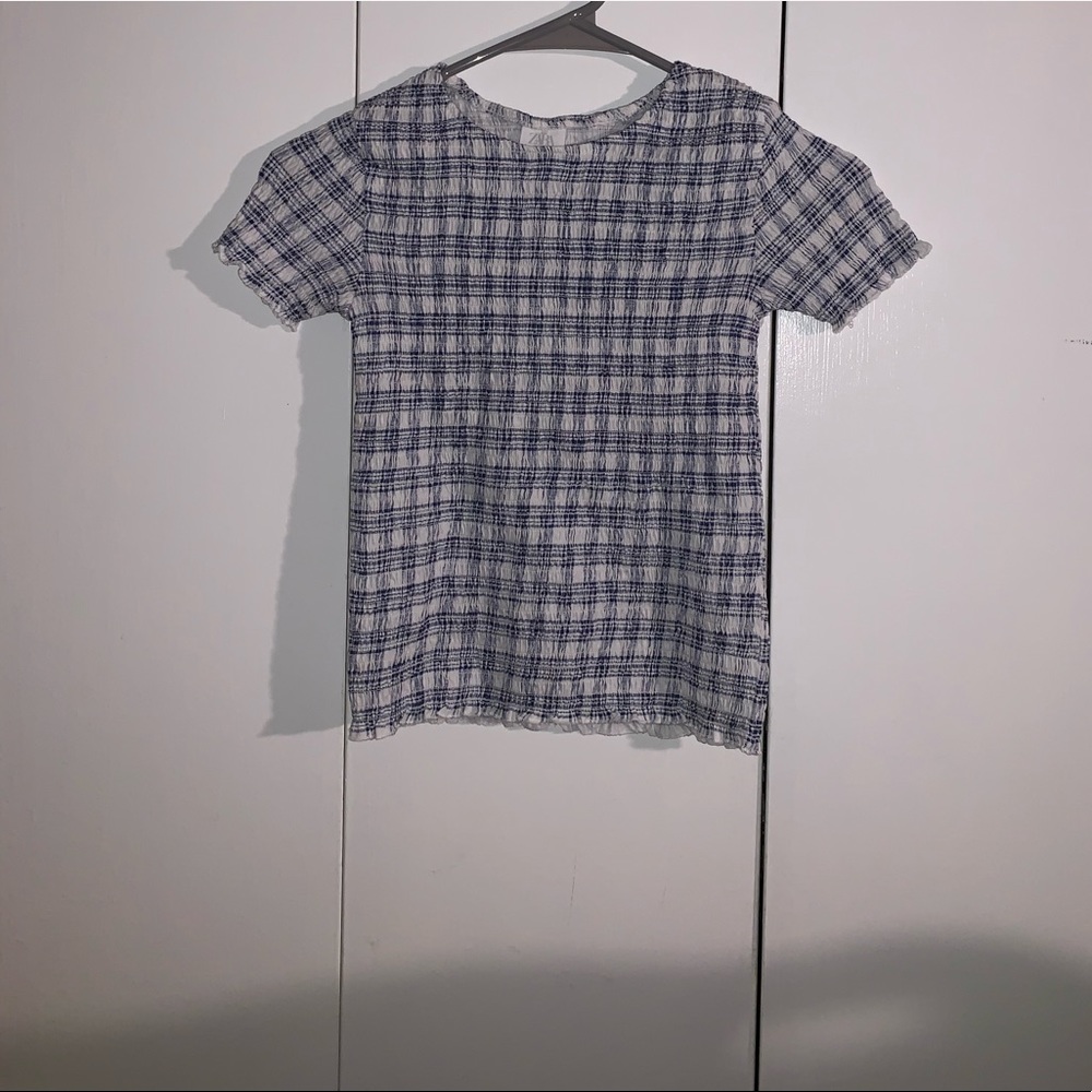 Stretchy White and blue Zara shirt